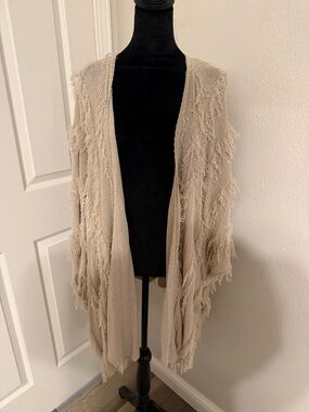 Chaser Fringe Open-Front Cardigan - Taupe